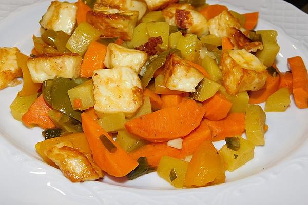 Mediterranean Paprika Vegetables with Grilled Cheese