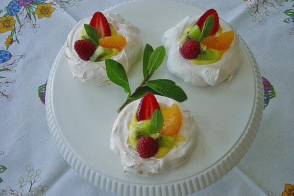 Meringue Fruit Nests with Lemon Curd
