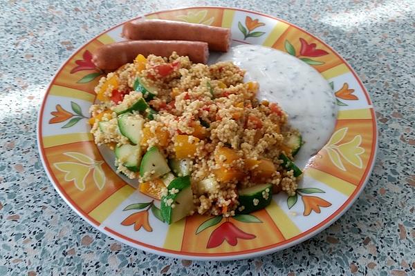 Millet and Vegetable Saucepan with Yogurt Dip