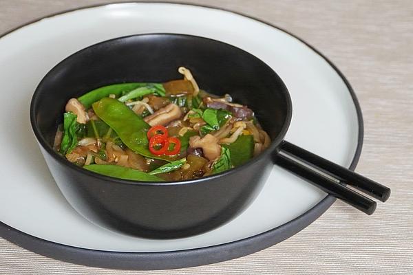 Miso Soup with Vegetables and Rice Noodles
