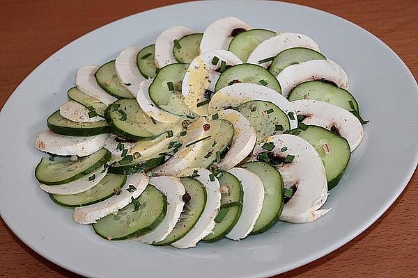 Mushroom and Cucumber Carpaccio with Mustard Dressing