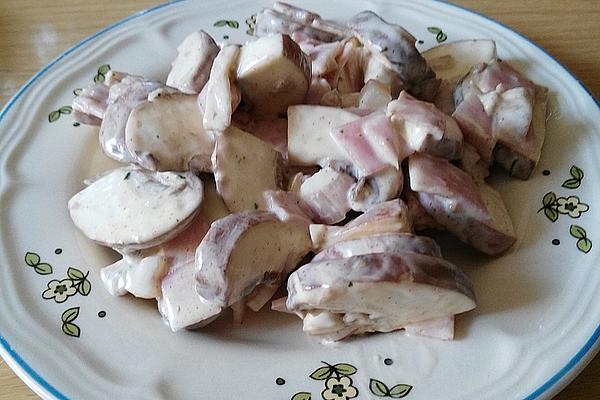 Mushroom Salad with Egg and Boiled Ham