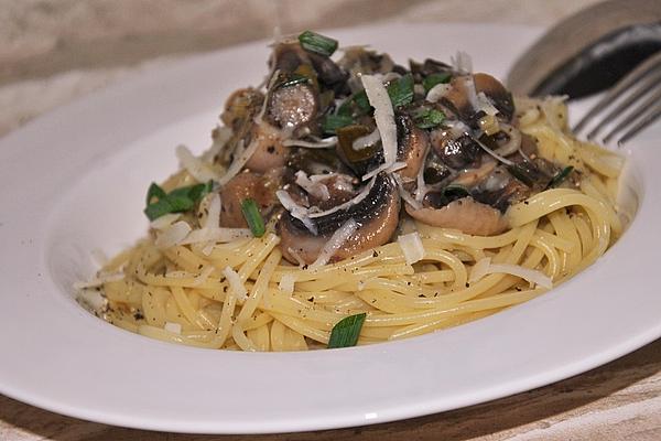 Mushrooms on Spaghetti