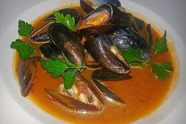 Mussels in Saffron Stock