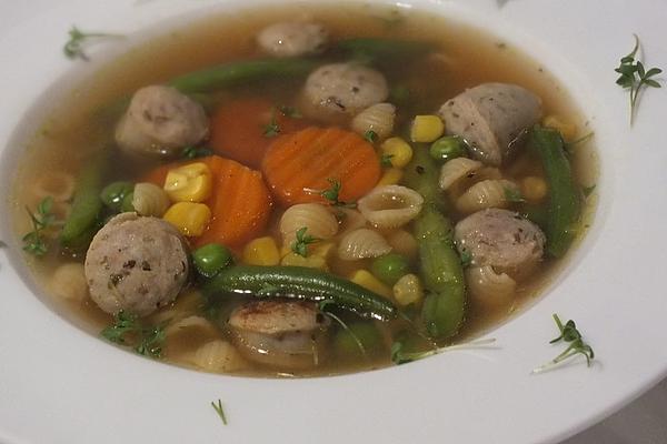 Noodle Soup with Sausages