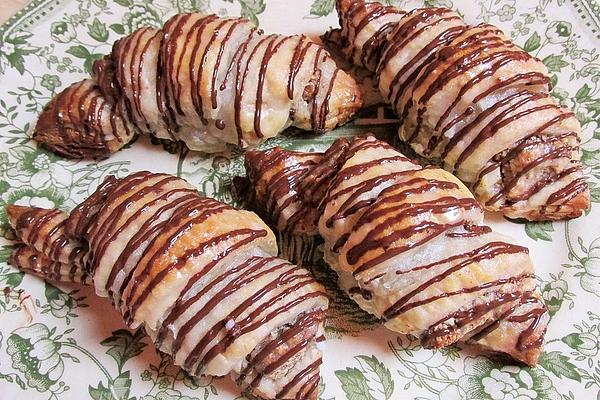 Nut Croissants Made from Puff Pastry