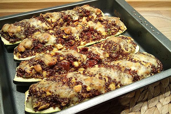 Nutty Filled Zucchini with Quinoa