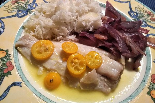 Orange Haddock on Red Onions