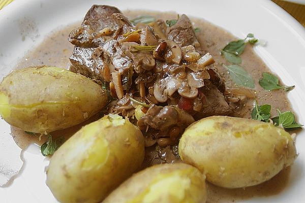 Ostrich Slices in Basil Cream