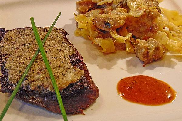 Ostrich Steaks with Herb Crust