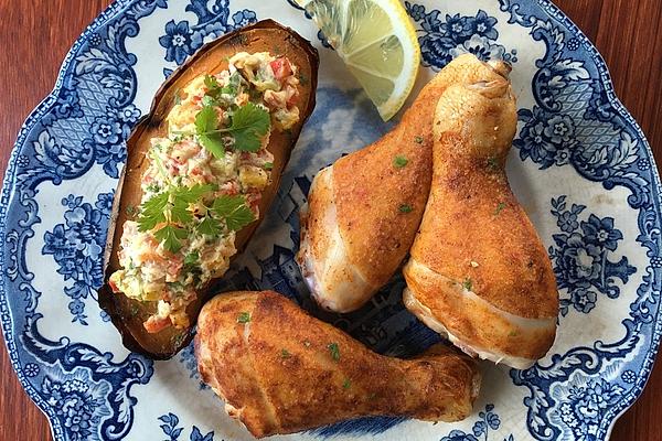 Oven Chicken Legs with Sweet Potatoes