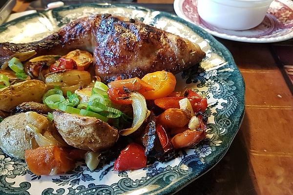 Oven Chicken on Vegetables