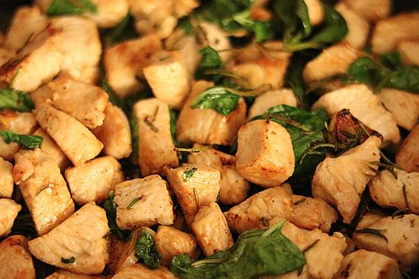 Pan Fried Chicken with Peppers and Spinach