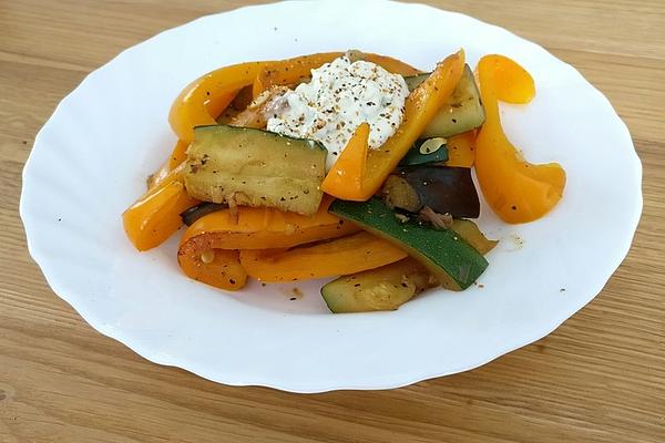 Pan-fried Vegetables with Garlic Dip