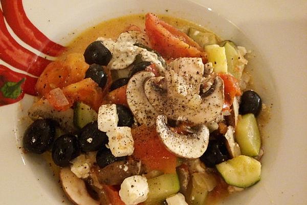 Pan Of Vegetables with Sheep Cheese