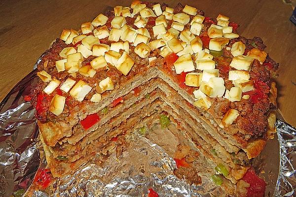 Pancake Cake with Minced Meat