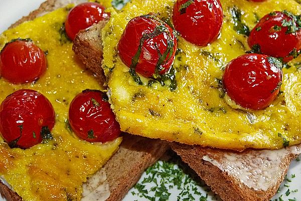 Pancakes with Cherry Tomatoes