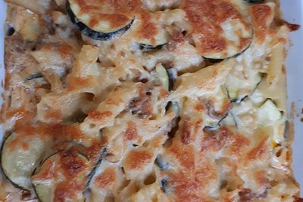 Pasta Casserole with Chili Minced Meat Sauce