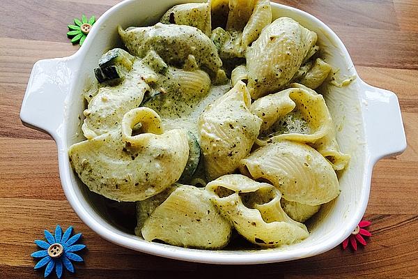Pasta Casserole with Pesto Cream Sauce
