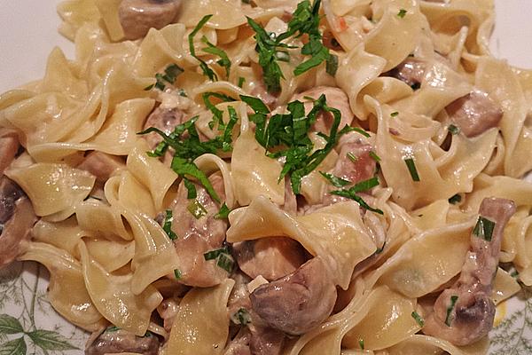 Pasta in Cheese and Mushroom Sauce