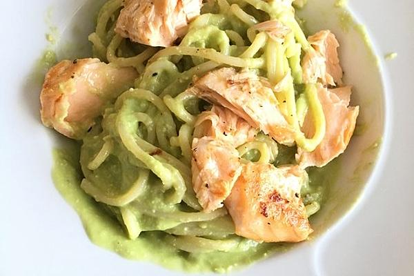 Pasta with Avocado and Salmon