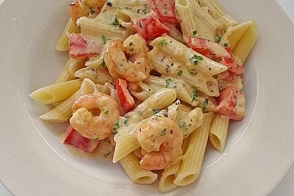 Pasta with Cream and Prawn Sauce