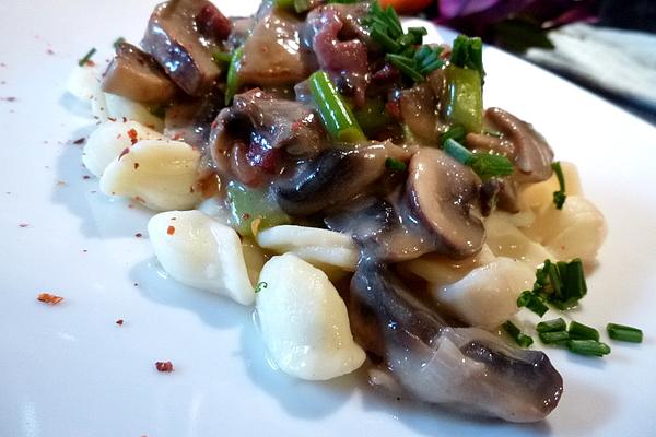 Pasta with Creamy Mushroom and Leek Sauce