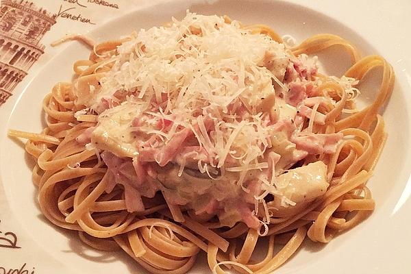 Pasta with Ham and Mushroom Sauce