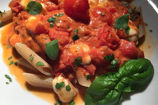 Pasta with Sun-dried Tomatoes and Mozzarella