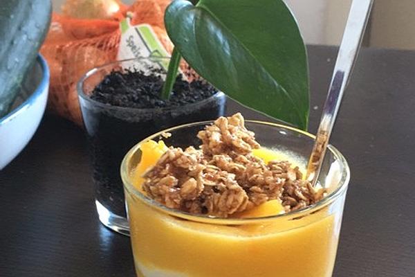Peach Layer Yogurt with Crispy Topping
