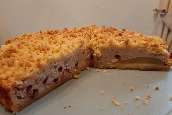 Pear Cheesecake with Marzipan Sprinkles