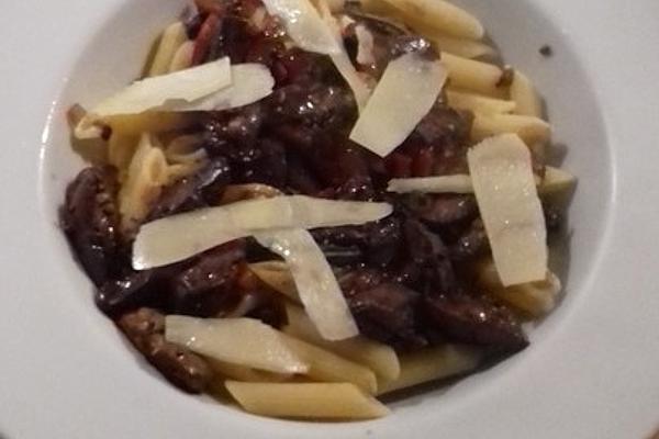 Penne with Chicken Liver and Peppers