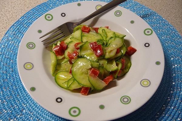 Pepper and Cucumber Salad in Buttermilk Mustard Dressing