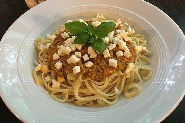 Pesto Made from Fresh Herbs and Tomatoes