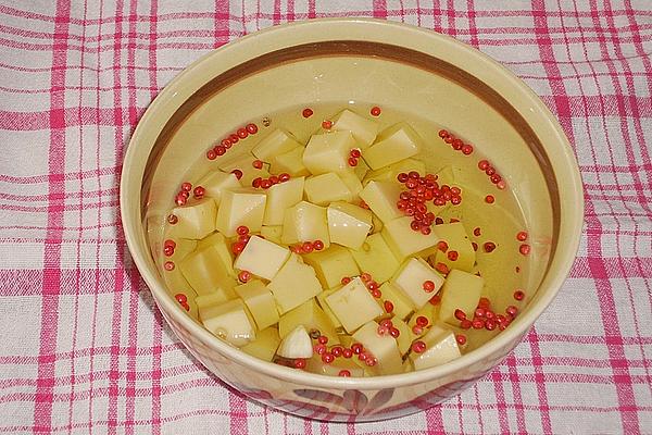 Pickled Gouda Cheese with Pink Pepper Berries