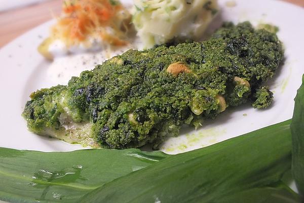 Pikeperch Fillets with Wild Garlic Crust