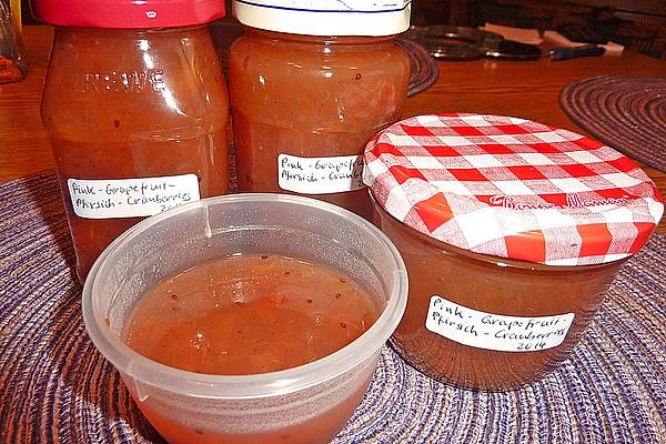 Pink Grapefruit-peach Jam with Cranberries