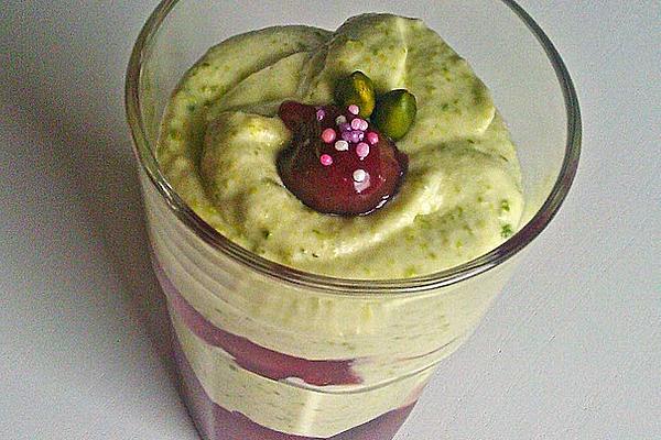 Pistachio Mousse on Sour Cherries