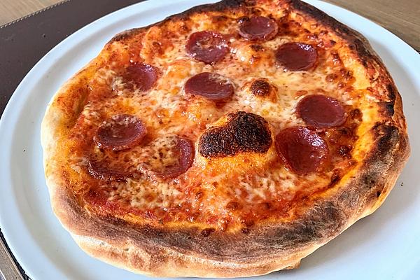 Pizza with Tomato Sauce and Salami