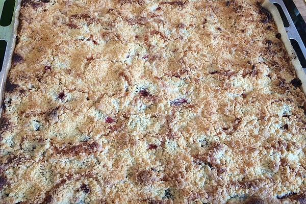Plum Crumble Cake on Tray