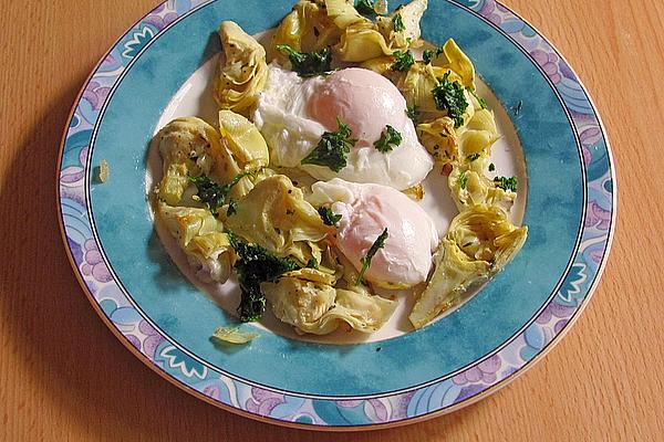 Poached Eggs on Artichoke Hearts