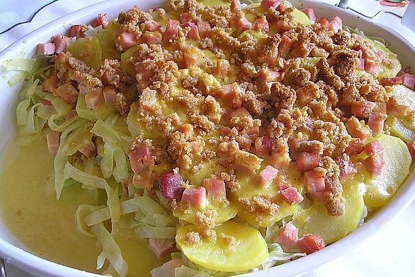 Pointed Cabbage – Potato – Casserole with Turkey Breast