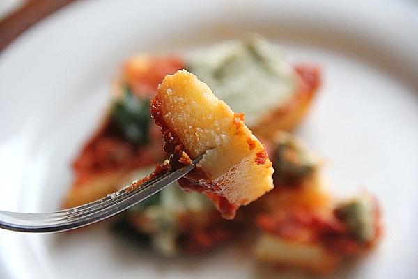 Polenta with Tomato Sauce and Basil Ricotta