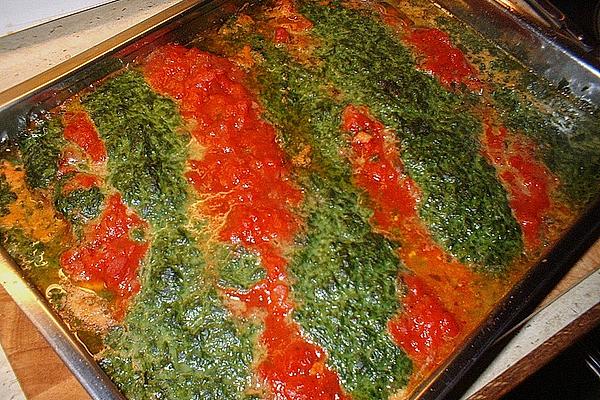 Pollack Fillet with Spinach and Tomato Cream