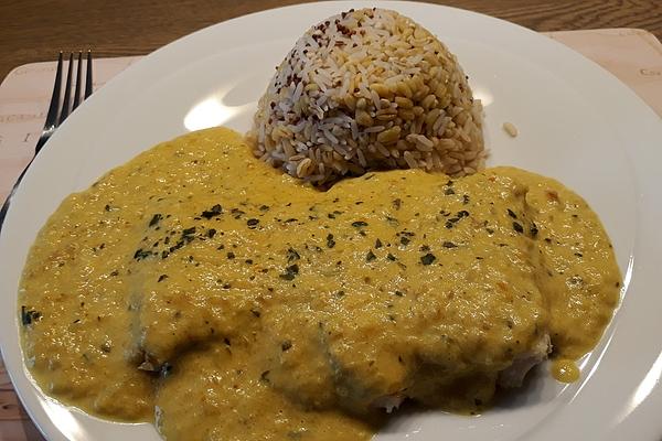 Pollack in Spicy Mango Sauce