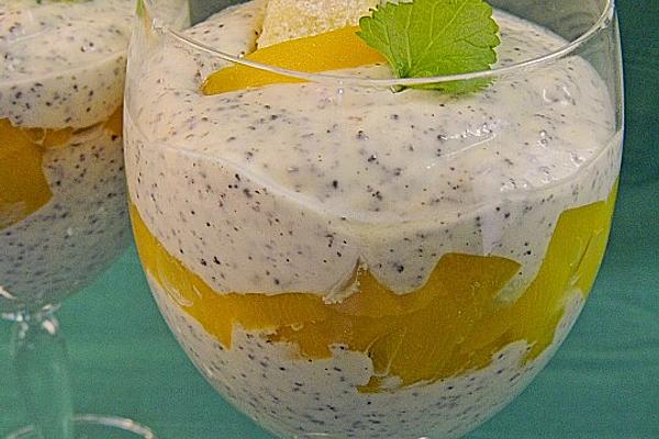 Poppy Seed Cream with Peaches