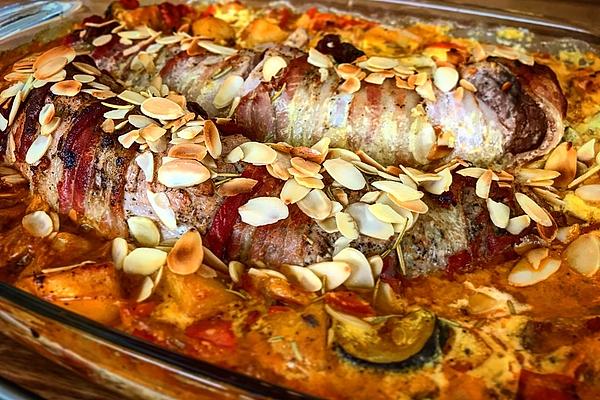 Pork Fillet in Mustard Cream Sauce and Vegetables
