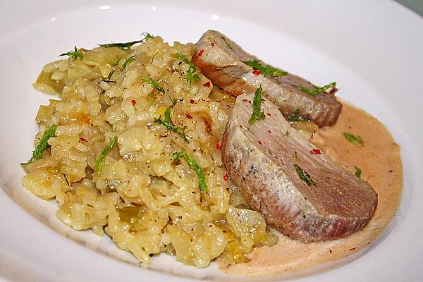 Pork Fillet on Fennel and Leek Risotto