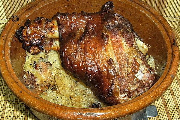 Pork Knuckle with Sauerkraut, from Clay Pot