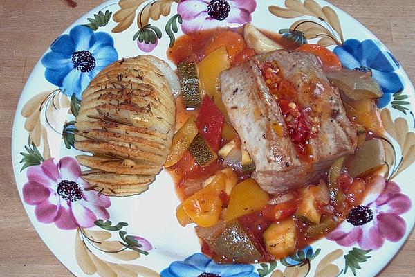Pork Medallions on Bed Of Vegetables